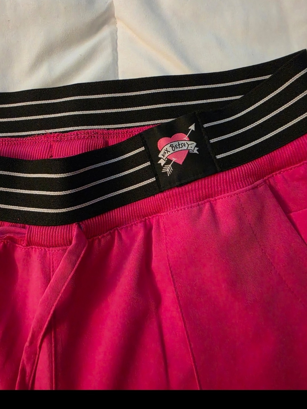 Betsey Johnson Hot Pink Jogger Bottoms with Black Striped Waistband